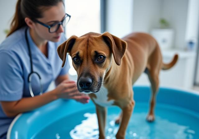 Perro en una sesión de fisioterapia veterinaria