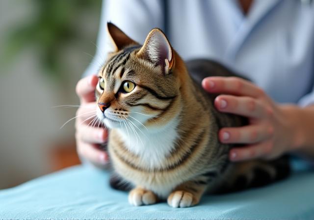 Gato tranquilo en una consulta de medicina felina